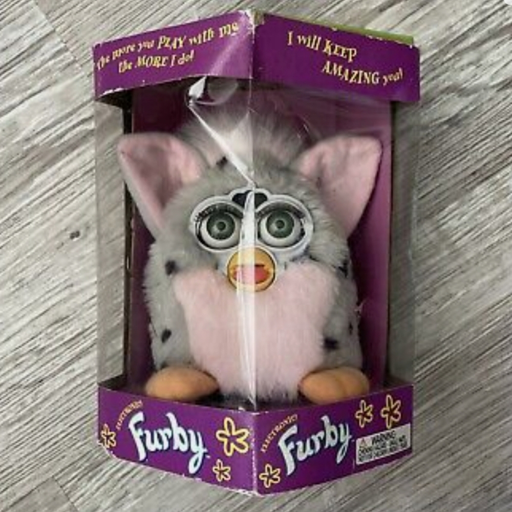 RARE Vintage 1998 Tiger Furby 70-800 Gray Spotted Pink Belly Green Eyes NIB